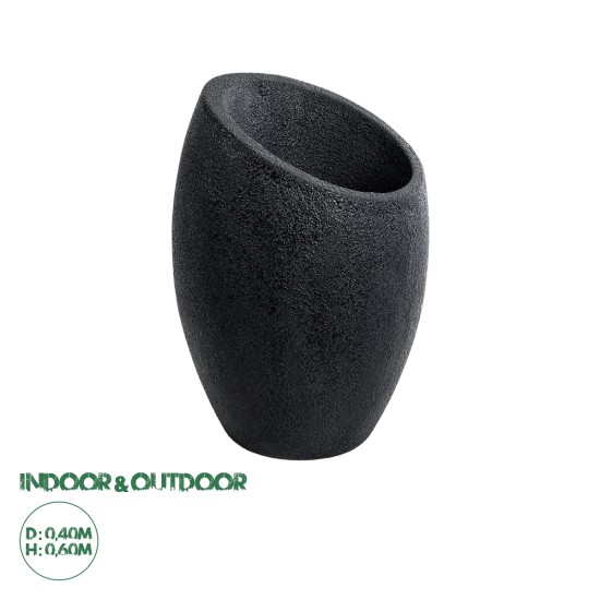 GloboStar® Artificial Garden MESTRE 20732 Επιδαπέδιο Πολυεστερικό Τσιμεντένιο Κασπώ Γλάστρα - Flower Pot Μαύρο Φ40 x Υ60cm GloboStar® Artificial Garden MESTRE 20732 Επιδαπέδιο Πολυεστερικό Τσιμεντένιο Κασπώ Γλάστρα - Flower Pot Μαύρο Φ40 x Υ60cm