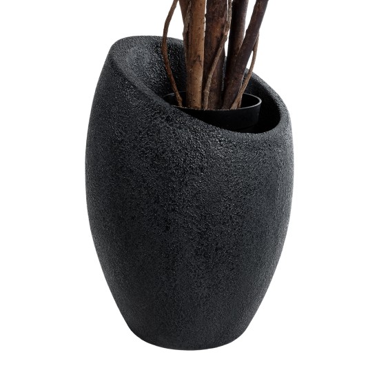 GloboStar® Artificial Garden MESTRE 20732 Επιδαπέδιο Πολυεστερικό Τσιμεντένιο Κασπώ Γλάστρα - Flower Pot Μαύρο Φ40 x Υ60cm GloboStar® Artificial Garden MESTRE 20732 Επιδαπέδιο Πολυεστερικό Τσιμεντένιο Κασπώ Γλάστρα - Flower Pot Μαύρο Φ40 x Υ60cm