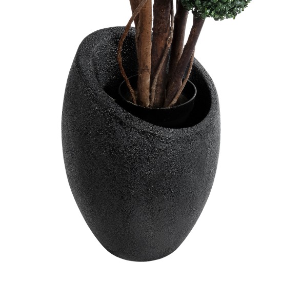 GloboStar® Artificial Garden MESTRE 20732 Επιδαπέδιο Πολυεστερικό Τσιμεντένιο Κασπώ Γλάστρα - Flower Pot Μαύρο Φ40 x Υ60cm GloboStar® Artificial Garden MESTRE 20732 Επιδαπέδιο Πολυεστερικό Τσιμεντένιο Κασπώ Γλάστρα - Flower Pot Μαύρο Φ40 x Υ60cm