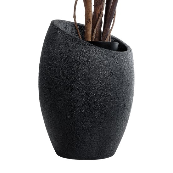 GloboStar® Artificial Garden MESTRE 20732 Επιδαπέδιο Πολυεστερικό Τσιμεντένιο Κασπώ Γλάστρα - Flower Pot Μαύρο Φ40 x Υ60cm GloboStar® Artificial Garden MESTRE 20732 Επιδαπέδιο Πολυεστερικό Τσιμεντένιο Κασπώ Γλάστρα - Flower Pot Μαύρο Φ40 x Υ60cm