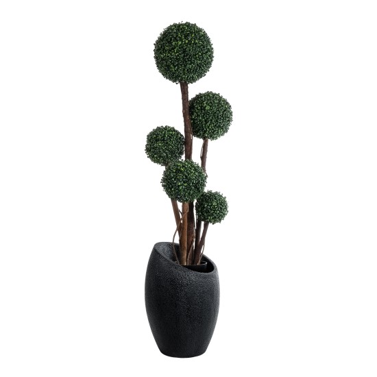 GloboStar® Artificial Garden MESTRE 20732 Επιδαπέδιο Πολυεστερικό Τσιμεντένιο Κασπώ Γλάστρα - Flower Pot Μαύρο Φ40 x Υ60cm GloboStar® Artificial Garden MESTRE 20732 Επιδαπέδιο Πολυεστερικό Τσιμεντένιο Κασπώ Γλάστρα - Flower Pot Μαύρο Φ40 x Υ60cm