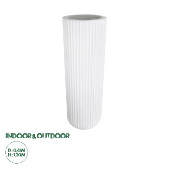 GloboStar® Artificial Garden MARSALA 20735 Επιδαπέδιο Πολυεστερικό Τσιμεντένιο Κασπώ Γλάστρα - Flower Pot Λευκό Φ41 x Υ120cm