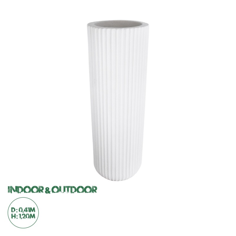 GloboStar® Artificial Garden MARSALA 20735 Επιδαπέδιο Πολυεστερικό Τσιμεντένιο Κασπώ Γλάστρα - Flower Pot Λευκό Φ41 x Υ120cm