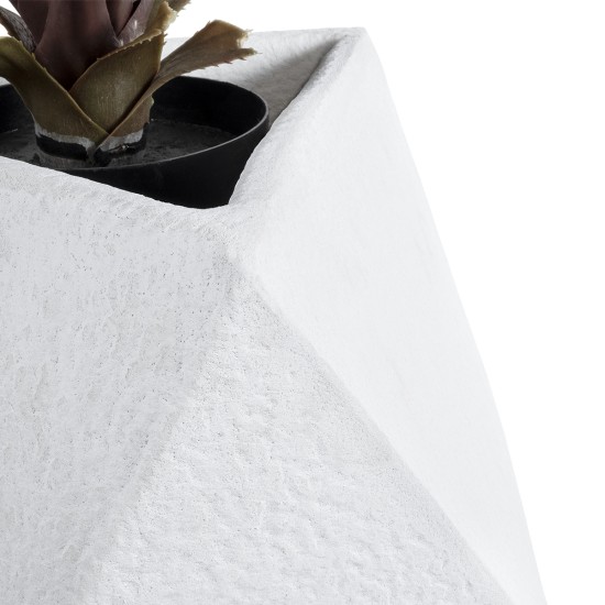 GloboStar® Artificial Garden ALBEROBELLO 20737 Επιδαπέδιο Πολυεστερικό Τσιμεντένιο Κασπώ Γλάστρα - Flower Pot Λευκό Μ50 x Π30 x Υ50cm