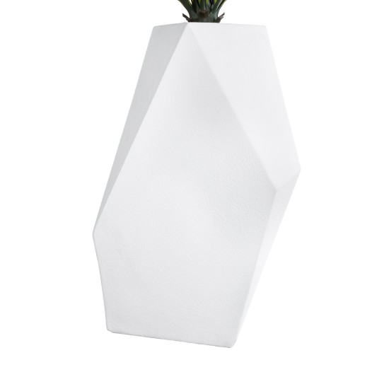 GloboStar® Artificial Garden ALBEROBELLO 20738 Επιδαπέδιο Πολυεστερικό Τσιμεντένιο Κασπώ Γλάστρα - Flower Pot Λευκό Μ58 x Π30 x Υ90cm