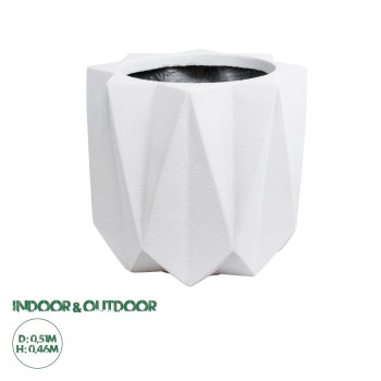 GloboStar® Artificial Garden PADOVA 20741 Επιδαπέδιο Πολυεστερικό Τσιμεντένιο Κασπώ Γλάστρα - Flower Pot Λευκό Φ51 x Υ46cm