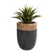 GloboStar® Artificial Garden BELLAGIO 20744 Επιδαπέδιο Πολυεστερικό Τσιμεντένιο Κασπώ Γλάστρα - Flower Pot Μαύρο με Καφέ Φ39 x Υ52cm