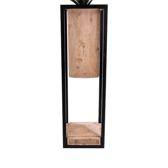 GloboStar® Artificial Garden CASSIANO 20752 Επιδαπέδιο Μεταλλικό Τσιμεντένιο Κασπώ Γλάστρα - Flower Pot Καφέ με Μαύρο Μ36 x Π36 x Υ120cm