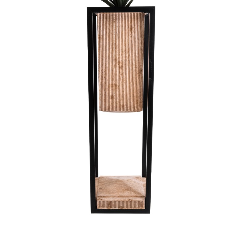 GloboStar® Artificial Garden CASSIANO 20752 Επιδαπέδιο Μεταλλικό Τσιμεντένιο Κασπώ Γλάστρα - Flower Pot Καφέ με Μαύρο Μ36 x Π36 x Υ120cm