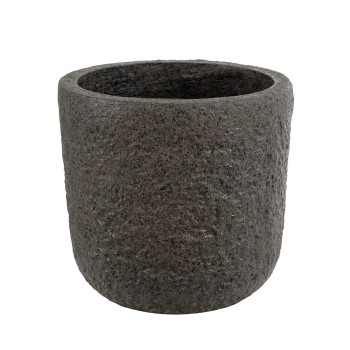 GloboStar® Artificial Garden LUCCA 20755 Επιδαπέδιο Πολυεστερικό Τσιμεντένιο Κασπώ Γλάστρα - Flower Pot Καφέ Φ25 x Υ23cm