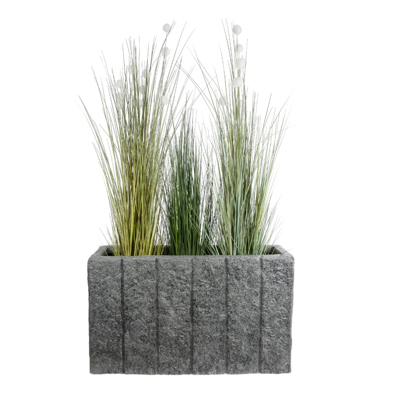 GloboStar® Artificial Garden PELLEGRINO 20765 Επιδαπέδιο Πολυεστερικό Τσιμεντένιο Κασπώ Γλάστρα - Flower Pot Γκρι Μ100 x Π31 x Υ60cm
