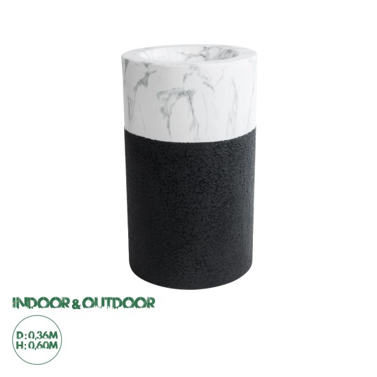GloboStar® Artificial Garden ALMUDENA 20769 Επιδαπέδιο Πολυεστερικό Τσιμεντένιο Κασπώ Γλάστρα - Flower Pot Μαύρο με Λευκό Φ36 x Υ60cm GloboStar® Artificial Garden ALMUDENA 20769 Επιδαπέδιο Πολυεστερικό Τσιμεντένιο Κασπώ Γλάστρα - Flower Pot Μαύρο με Λευκό Φ36 x Υ60cm