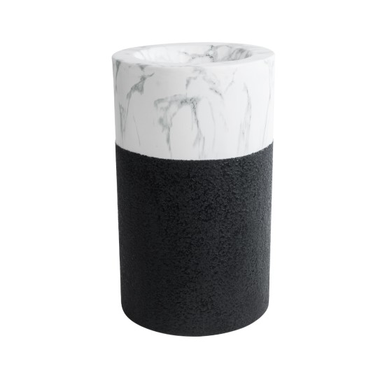 GloboStar® Artificial Garden ALMUDENA 20769 Επιδαπέδιο Πολυεστερικό Τσιμεντένιο Κασπώ Γλάστρα - Flower Pot Μαύρο με Λευκό Φ36 x Υ60cm GloboStar® Artificial Garden ALMUDENA 20769 Επιδαπέδιο Πολυεστερικό Τσιμεντένιο Κασπώ Γλάστρα - Flower Pot Μαύρο με Λευκό Φ36 x Υ60cm