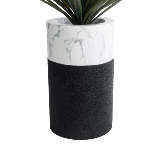 GloboStar® Artificial Garden ALMUDENA 20769 Επιδαπέδιο Πολυεστερικό Τσιμεντένιο Κασπώ Γλάστρα - Flower Pot Μαύρο με Λευκό Φ36 x Υ60cm GloboStar® Artificial Garden ALMUDENA 20769 Επιδαπέδιο Πολυεστερικό Τσιμεντένιο Κασπώ Γλάστρα - Flower Pot Μαύρο με Λευκό Φ36 x Υ60cm