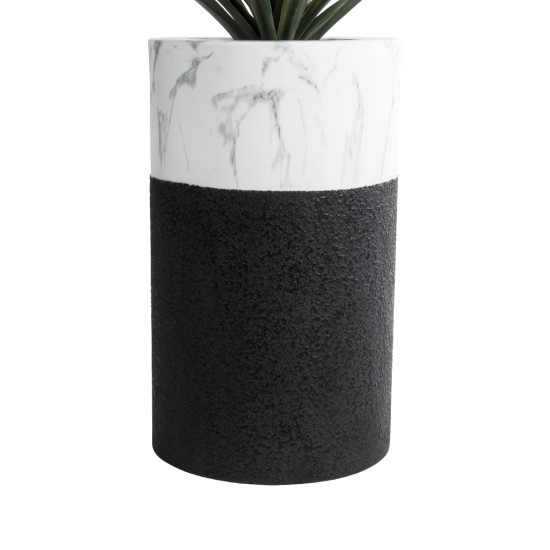 GloboStar® Artificial Garden ALMUDENA 20769 Επιδαπέδιο Πολυεστερικό Τσιμεντένιο Κασπώ Γλάστρα - Flower Pot Μαύρο με Λευκό Φ36 x Υ60cm GloboStar® Artificial Garden ALMUDENA 20769 Επιδαπέδιο Πολυεστερικό Τσιμεντένιο Κασπώ Γλάστρα - Flower Pot Μαύρο με Λευκό Φ36 x Υ60cm