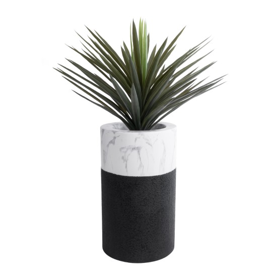 GloboStar® Artificial Garden ALMUDENA 20769 Επιδαπέδιο Πολυεστερικό Τσιμεντένιο Κασπώ Γλάστρα - Flower Pot Μαύρο με Λευκό Φ36 x Υ60cm GloboStar® Artificial Garden ALMUDENA 20769 Επιδαπέδιο Πολυεστερικό Τσιμεντένιο Κασπώ Γλάστρα - Flower Pot Μαύρο με Λευκό Φ36 x Υ60cm