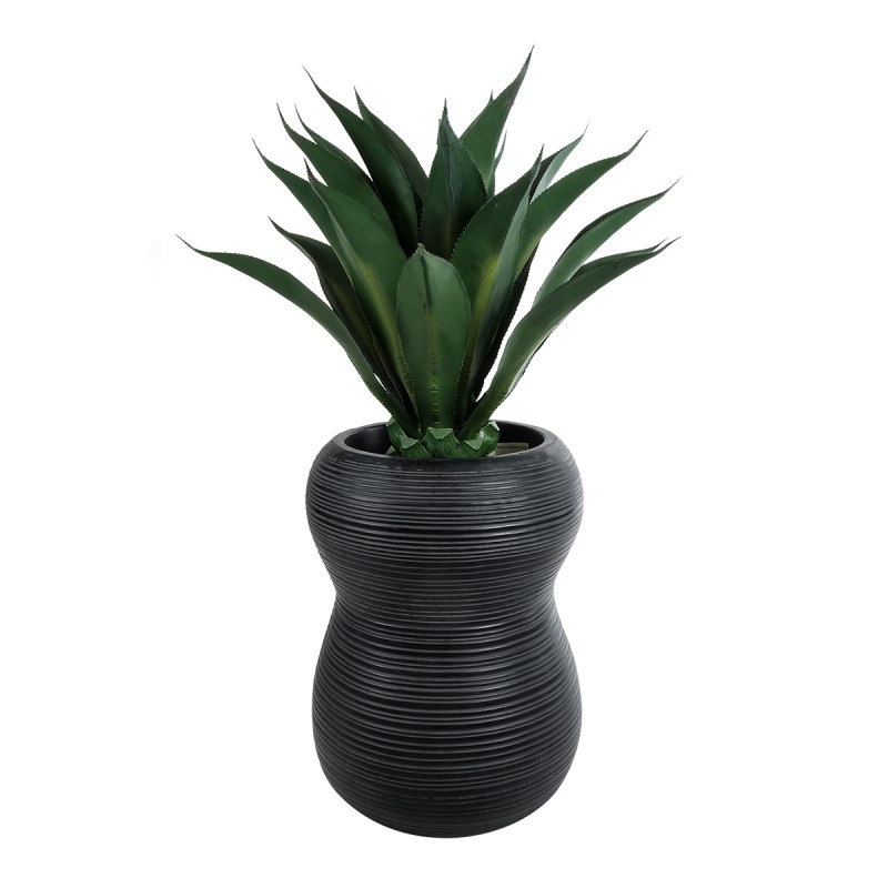 GloboStar® Artificial Garden BARRIO 20774 Επιδαπέδιο Πολυεστερικό Τσιμεντένιο Κασπώ Γλάστρα - Flower Pot Μαύρο Φ45 x Υ63cm