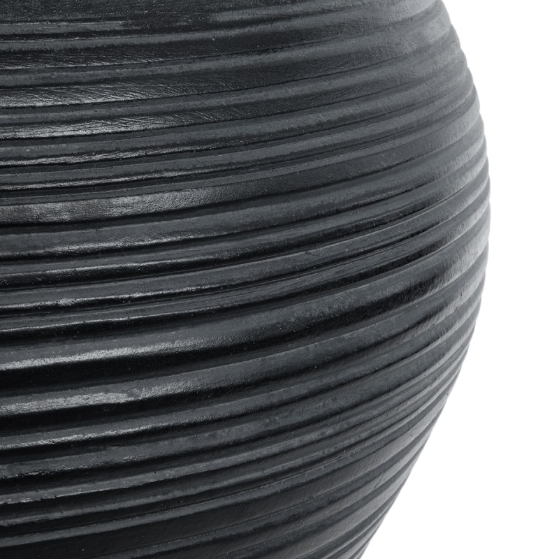 GloboStar® Artificial Garden BARRIO 20774 Επιδαπέδιο Πολυεστερικό Τσιμεντένιο Κασπώ Γλάστρα - Flower Pot Μαύρο Φ45 x Υ63cm