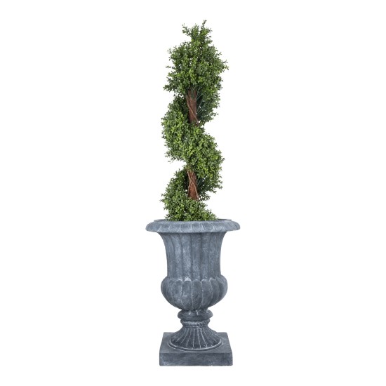 GloboStar® Artificial Garden ALCAZAR 20777 Επιδαπέδιο Πολυεστερικό Τσιμεντένιο Κασπώ Γλάστρα - Flower Pot Γκρι Φ51 x Υ71cm