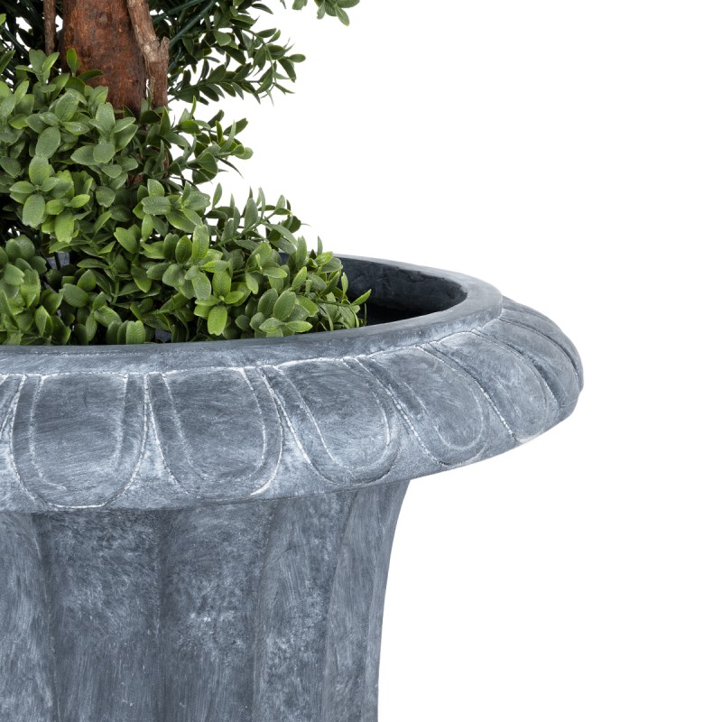 GloboStar® Artificial Garden ALCAZAR 20777 Επιδαπέδιο Πολυεστερικό Τσιμεντένιο Κασπώ Γλάστρα - Flower Pot Γκρι Φ51 x Υ71cm