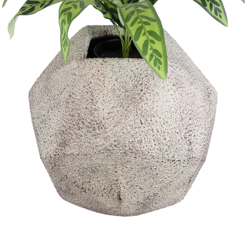 GloboStar® Artificial Garden BOROUGH 20781 Επιδαπέδιο Πολυεστερικό Τσιμεντένιο Κασπώ Γλάστρα - Flower Pot Λευκό με Μπεζ Μ38 x Π38 x Υ38cm