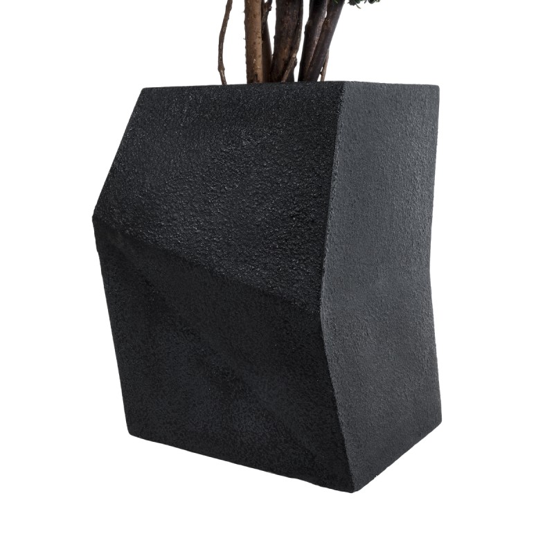 GloboStar® Artificial Garden CAMDEN 20788 Επιδαπέδιο Πολυεστερικό Τσιμεντένιο Κασπώ Γλάστρα - Flower Pot Μαύρο Μ47 x Π43 x Υ66cm