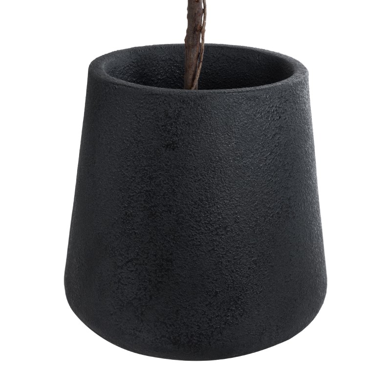GloboStar® Artificial Garden SOHO 20791 Επιδαπέδιο Πολυεστερικό Τσιμεντένιο Κασπώ Γλάστρα - Flower Pot Μαύρο Φ65 x Υ60cm