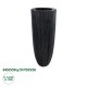 GloboStar® Artificial Garden CASTLE 20792 Επιδαπέδιο Πολυεστερικό Τσιμεντένιο Κασπώ Γλάστρα - Flower Pot Μαύρο Φ43 x Υ112cm
