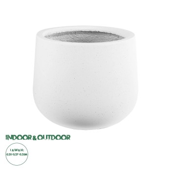 GloboStar® Artificial Garden CHELSEA 20802 Διακοσμητικό Πολυεστερικό Τσιμεντένιο Κασπώ Γλάστρα - Flower Pot Λευκό με Μαύρες Λεπτομέριες Μ25 x Π27 x Υ25cm