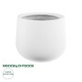 GloboStar® Artificial Garden CHELSEA 20802 Διακοσμητικό Πολυεστερικό Τσιμεντένιο Κασπώ Γλάστρα - Flower Pot Λευκό με Μαύρες Λεπτομέριες Μ25 x Π27 x Υ25cm