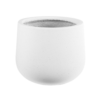 GloboStar® Artificial Garden CHELSEA 20802 Διακοσμητικό Πολυεστερικό Τσιμεντένιο Κασπώ Γλάστρα - Flower Pot Λευκό με Μαύρες Λεπτομέριες Μ25 x Π27 x Υ25cm