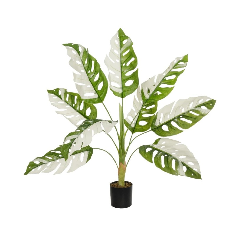 GloboStar® Artificial Garden ALBINO MONSTERA 20938 Τεχνητό Διακοσμητικό Φυτό Πράσινη & Λευκή Μονστέρα Μ90 x Π90 x Υ90cm