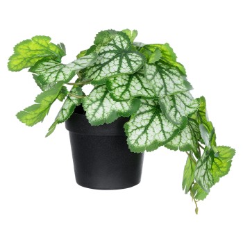 GloboStar® Artificial Garden WHITE BEGONIA PLANT 20947 Διακοσμητικό Φυτό Λευκή Βιγόνια Φ23 x Υ16cm