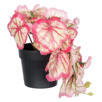 GloboStar® Artificial Garden RED BEGONIA PLANT 20948 Διακοσμητικό Φυτό Κόκκινη Βιγόνια Φ23 x Υ16cm