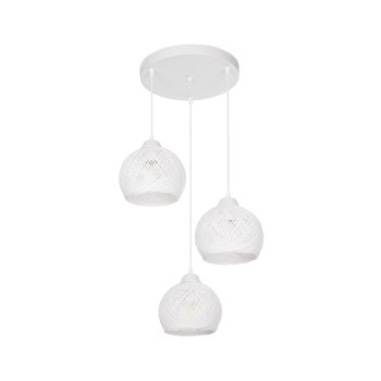 GLOBOSTAR® YASAM 203-0023 Vintage Κρεμαστό Φωτιστικό Οροφής με Ντουί 3 x E27 AC 220-240V IP20 - Λευκό - Μ42 x Π42 x Υ54cm