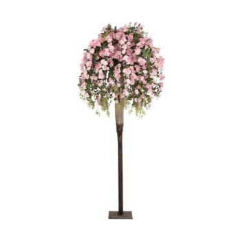 GloboStar® Artificial Garden ROSES TREE 21068 Τεχνητό Διακοσμητικό Δέντρο Τριανταφυλλιά Μ110 x Π110 x Υ240cm