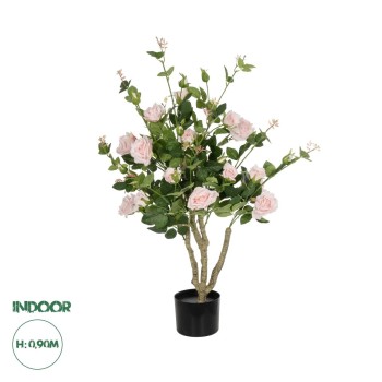 GloboStar® Artificial Garden LIGHT PINK ROSES 21071 Τεχνητό Διακοσμητικό Δέντρο Τριανταφυλλιά Μ50 x Π50 x Υ90cm