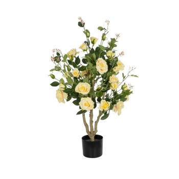 GloboStar® Artificial Garden YELLOW ROSES 21073 Τεχνητό Διακοσμητικό Δέντρο Τριανταφυλλιά Μ50 x Π50 x Υ90cm