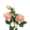 GloboStar® Artificial Garden PINK ROSE 20984 Διακοσμητικό Φυτό Ροζ Τριαντάφυλλα  Υ38cm
