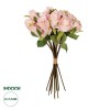 GloboStar® Artificial Garden PINK ROSE BOUQUET 21081 Τεχνητό Διακοσμητικό Μπουκέτο Τριαντάφυλλα Ροζ Y36cm