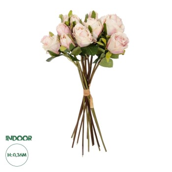 GloboStar® Artificial Garden PINK ROSE BOUQUET 21082 Τεχνητό Διακοσμητικό Μπουκέτο Τριαντάφυλλα Ροζ Y36cm