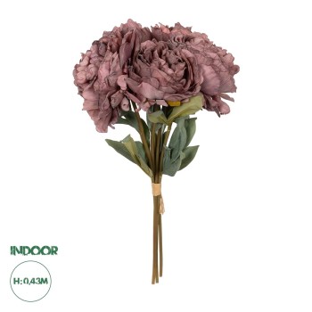 GloboStar® Artificial Garden DARK PINK PEONY FLOWER BOUQUET 21085 Τεχνητό Διακοσμητικό Μπουκέτο Σκούρο Ροζ Παιώνιας Y43cm