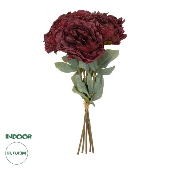GloboStar® Artificial Garden RED PEONY FLOWER BOUQUET 21086 Τεχνητό Διακοσμητικό Μπουκέτο Κόκκινο Παιώνιας Y43cm