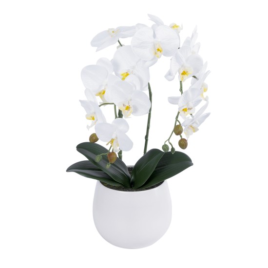 GloboStar® Artificial Garden WHITE ORCHID 21117 Διακοσμητικό Φυτό Λευκή Ορχιδέα Υ45cm GloboStar® Artificial Garden WHITE ORCHID 21117 Διακοσμητικό Φυτό Λευκή Ορχιδέα Υ45cm