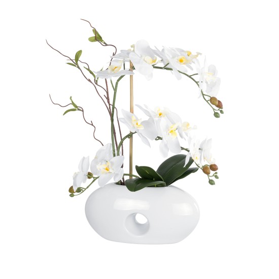 GloboStar® Artificial Garden WHITE ORCHID 21125 Διακοσμητικό Φυτό Λευκή Ορχιδέα Υ42cm GloboStar® Artificial Garden WHITE ORCHID 21125 Διακοσμητικό Φυτό Λευκή Ορχιδέα Υ42cm