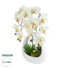 GloboStar® Artificial Garden WHITE ORCHID 21128 Διακοσμητικό Φυτό Λευκή Ορχιδέα Υ39cm
