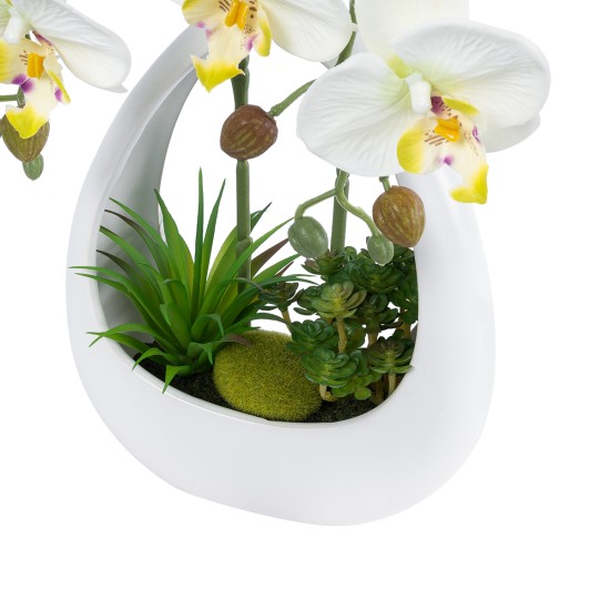 GloboStar® Artificial Garden WHITE ORCHID 21128 Διακοσμητικό Φυτό Λευκή Ορχιδέα Υ39cm GloboStar® Artificial Garden WHITE ORCHID 21128 Διακοσμητικό Φυτό Λευκή Ορχιδέα Υ39cm