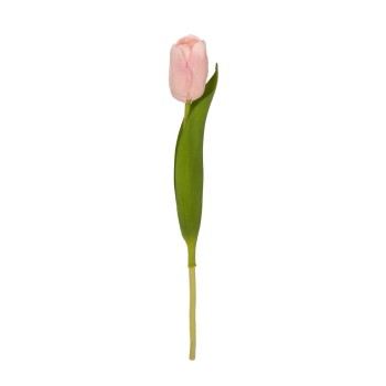 GloboStar® Artificial Garden PINK TULIP BRANCH 21200 Τεχνητό Διακοσμητικό Κλαδί Ροζ Τουλίπα Y37cm
