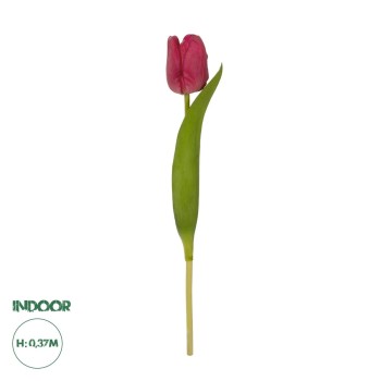 GloboStar® Artificial Garden HOT PINK TULIP BRANCH 21201 Τεχνητό Διακοσμητικό Κλαδί Έντονο Ροζ Τουλίπα Y37cm