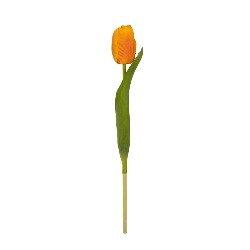 GloboStar® Artificial Garden ORANGE TULIP BRANCH 21202 Τεχνητό Διακοσμητικό Κλαδί Πορτοκαλί Τουλίπα Y37cm